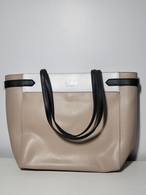 kate spade Beige, Black & White Colorblock Tote
